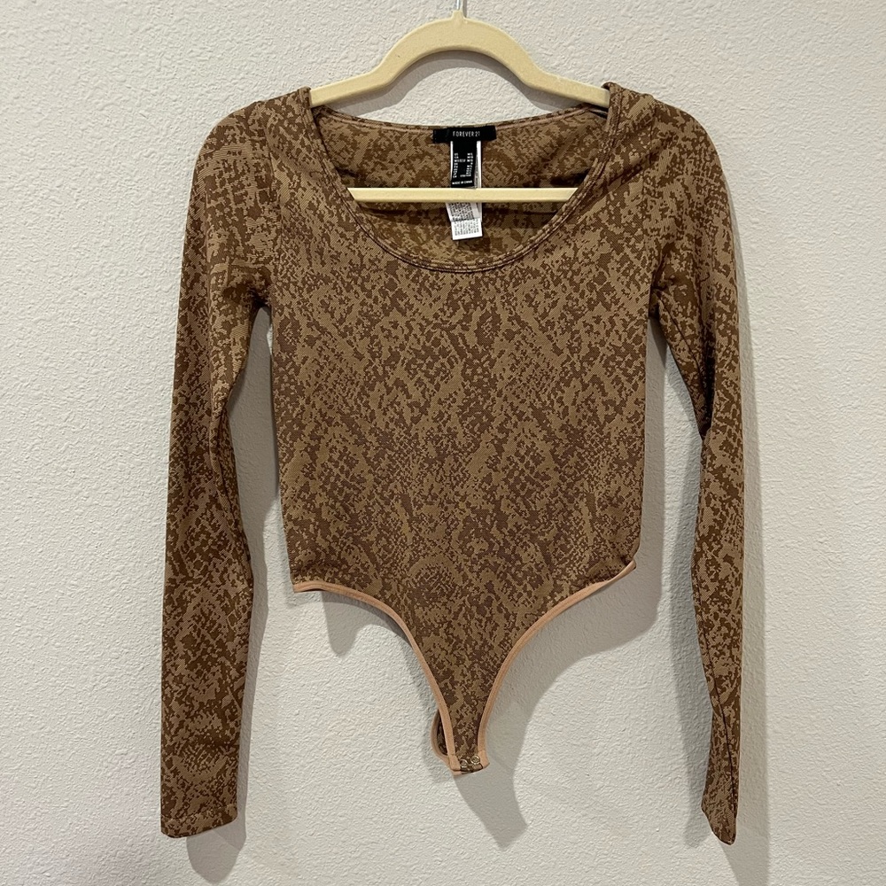 Forever 21 Printed Brown Bodysuit